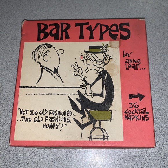 Monogram California Other - Vintage 1962 “Bar Types” set of 36 Cocktail Napkins by Anne Leaf